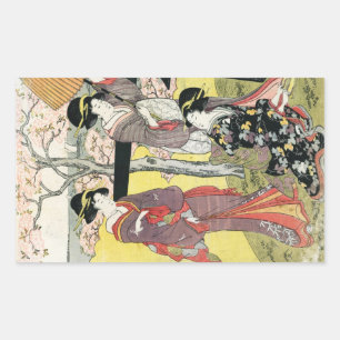 Sticker Rectangulaire Cool oriental japonais classique geisha lady art