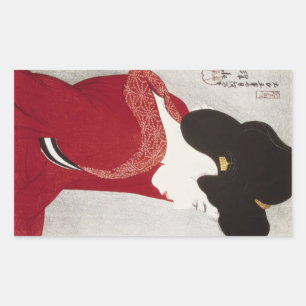 Sticker Rectangulaire Cool orientale classique geisha lady woprint art