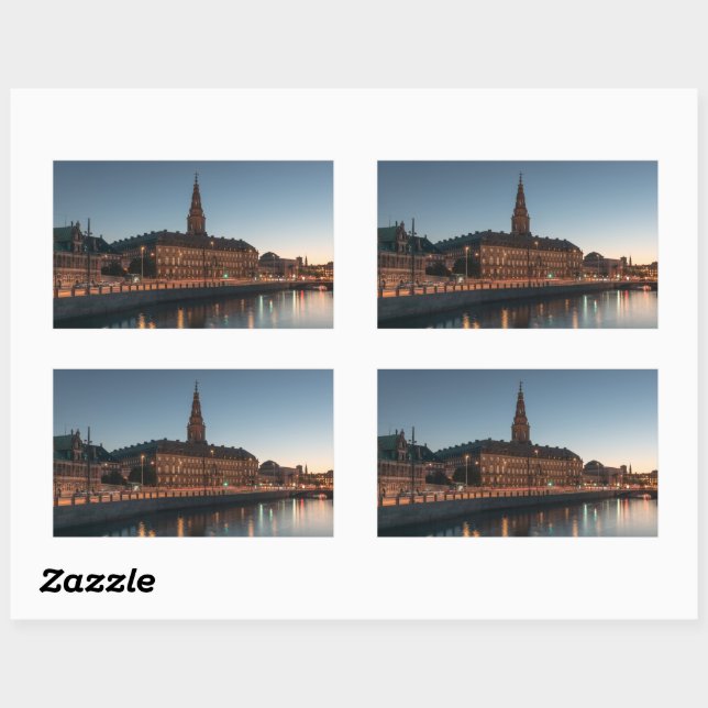 Sticker Rectangulaire Copenhague Danemark (Feuille)
