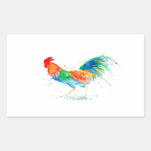 Sticker Rectangulaire Copie lumineuse de coq d'aquarelle