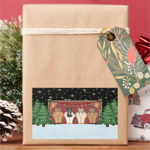 Sticker Rectangulaire Corbeau troupeau de chevaux Noël Vacances Cheval