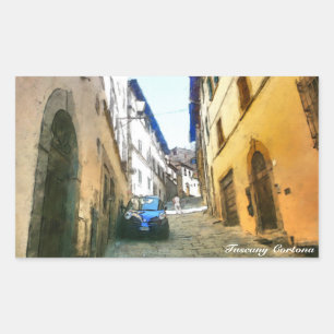 Sticker Rectangulaire Cortona Italia Toscane.