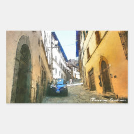 Sticker Rectangulaire Cortona Italia Toscane.