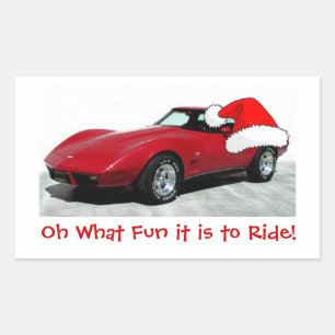 Sticker Rectangulaire Corvette rouge de Noël 1979