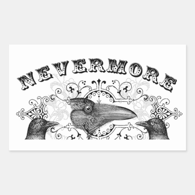 Sticker Rectangulaire Corvid corbeau noir jamais plus (Devant)