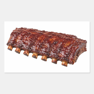 Sticker Rectangulaire Côtes de barbecue isolées sur fond blanc
