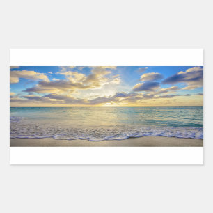 Sticker Rectangulaire Coucher de soleil d'Aruba au-dessus de la mer mobi