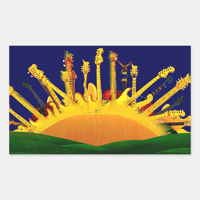 STICKER RECTANGULAIRE COUCHER DE SOLEIL ÉLECTRIQUE ! (Devant)