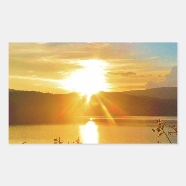 Sticker Rectangulaire Coucher de soleil sur le lac Arrowhead (Devant)