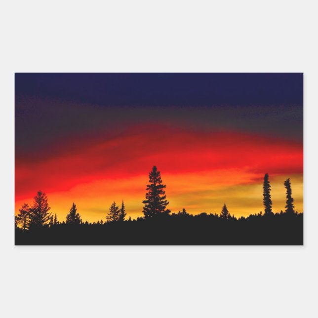 Sticker Rectangulaire Coucher du soleil de Yellowstone (Devant)