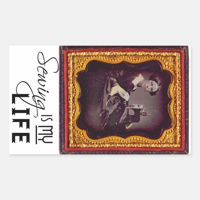Sticker Rectangulaire Coudre Est Ma Vie (Devant)