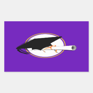 Sticker Rectangulaire Couleur Casquette de 2e année violet et or