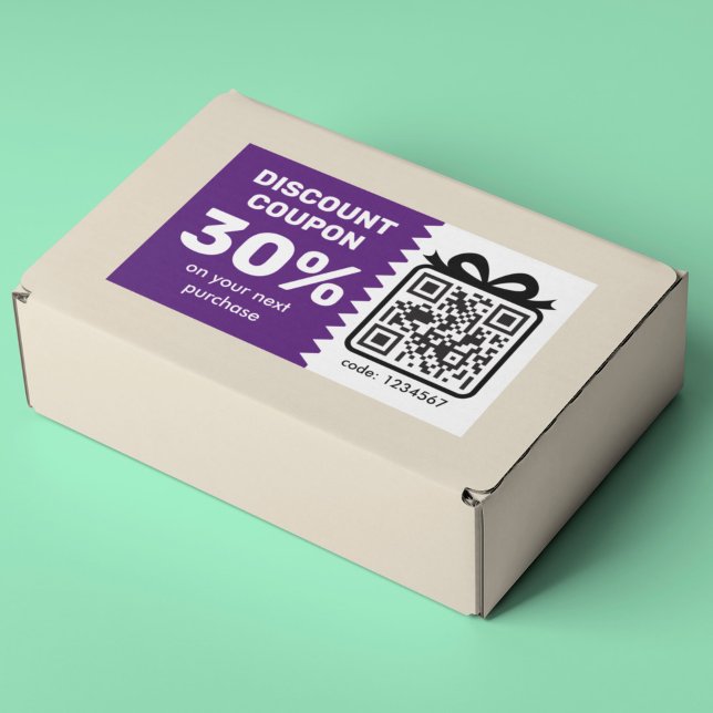 Sticker Rectangulaire Coupon de réduction numérique avec code QR et logo (Créateur téléchargé)