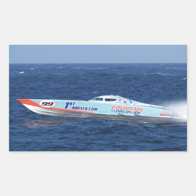 Sticker Rectangulaire Courroie de bateau à moteur offshore (Devant)