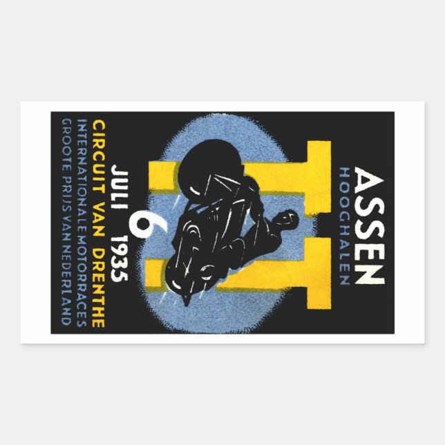 Sticker Rectangulaire Course Internationale De Moto 1935 (Devant)