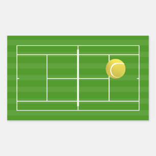 Sticker Rectangulaire Court de tennis et balle de tennis