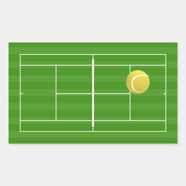 Sticker Rectangulaire Court de tennis et balle de tennis (Devant)