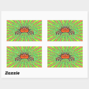 Sticker Rectangulaire Crabe impie psychédélique v4