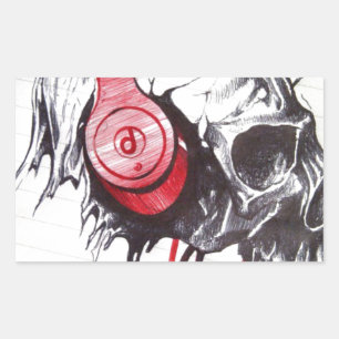Sticker Rectangulaire Crâne avec conception casque
