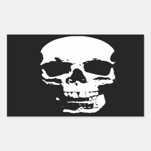 Sticker Rectangulaire Crâne d'art pop noir et blanc