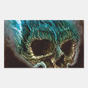 Sticker Rectangulaire Crâne flamboyant