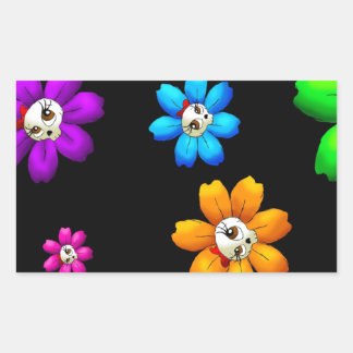 Sticker Rectangulaire Crânes fleuris