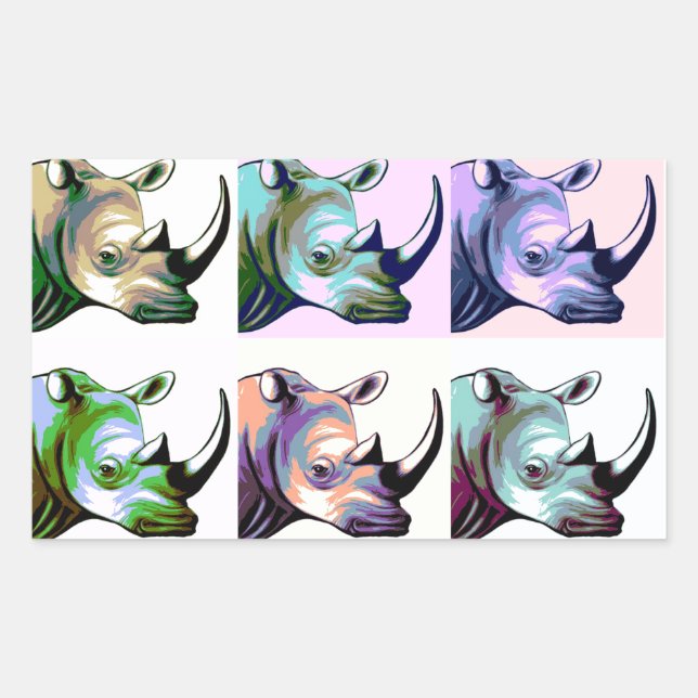Sticker Rectangulaire Crash de Rhinos Pop Art (Devant)