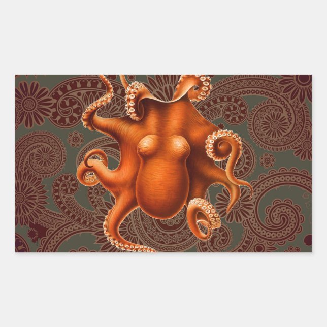 Sticker Rectangulaire Créature du monstre de la mer d'Octopus Cephalapod (Devant)