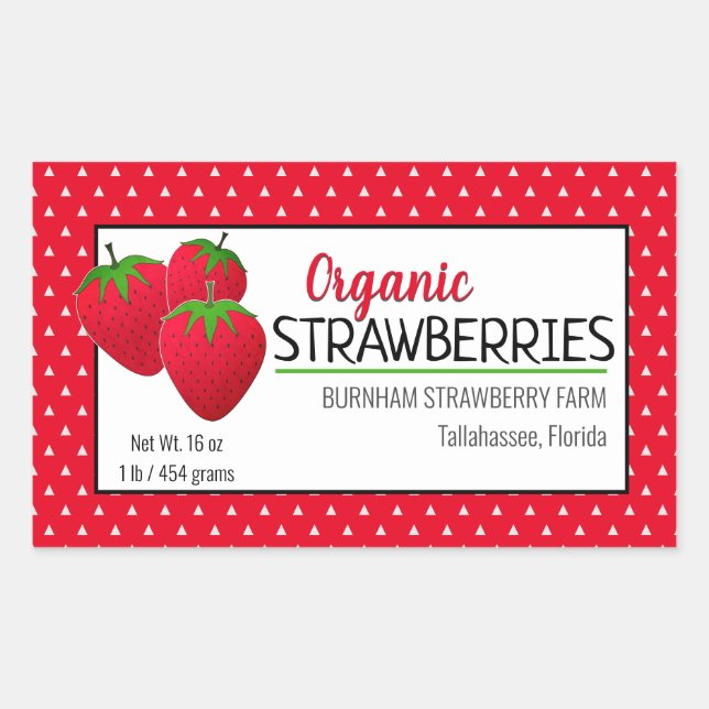 Sticker Rectangulaire Créer un emballage alimentaire de fraise personnal (Devant)