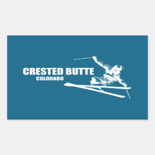 Sticker Rectangulaire Crested Butte Colorado Skier