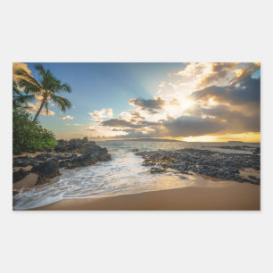 Sticker Rectangulaire Crique de la plage   Makena de Makena