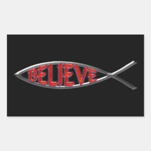 Sticker Rectangulaire Croire le poisson - Rouge