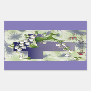 Sticker Rectangulaire Croix de Pâques du muguet