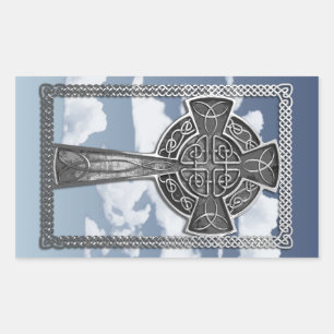 Sticker Rectangulaire Croix métallique usée