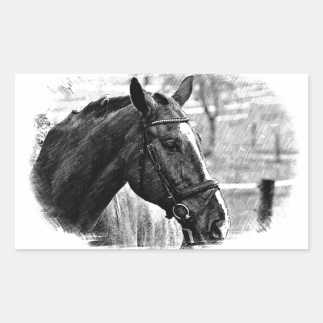 Sticker Rectangulaire Croquis noir blanc (Devant)