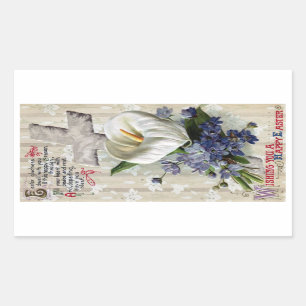 Sticker Rectangulaire Cru Pâques de zantedeschia et de croix