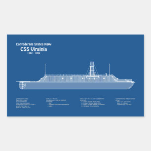 Sticker Rectangulaire CSS Virginie - Plan de plan des navires ABD