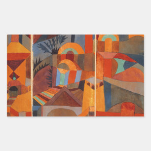 Sticker Rectangulaire Cubisme Abstrait coloré Klee Temple Gardens