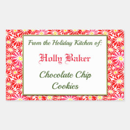 Sticker Rectangulaire Cuisine de vacances de Red Poinsettias Baking Stic