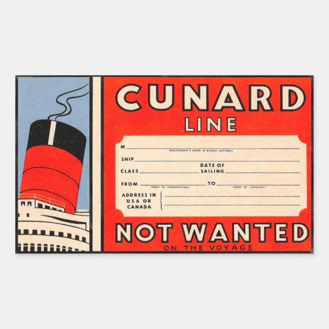 Sticker Rectangulaire CUNARD  Line (Devant)
