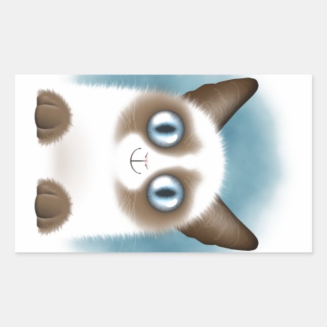 Sticker Rectangulaire Curieux Siamese Kitten (Devant)