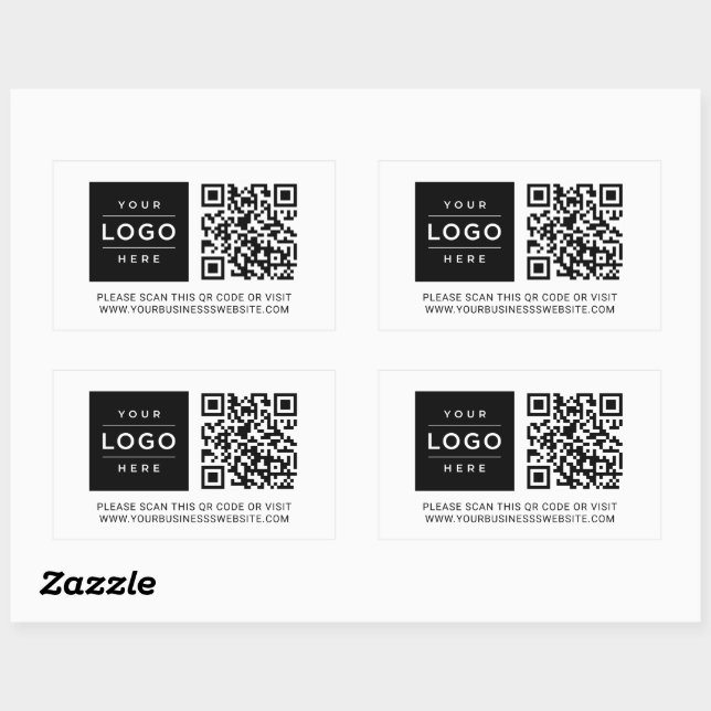 Sticker Rectangulaire Custom Business Logo and Website QR Code (Feuille)