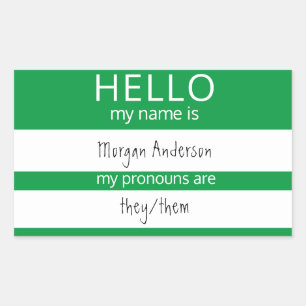 Sticker Rectangulaire Custom HELLO Mon Nom Pronouns Est Un Badge