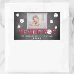 Sticker Rectangulaire Cute Baseball Chalkboard Anniversaire Merci Photo