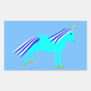 Sticker Rectangulaire Cute Blue Baby Boy Unicorn
