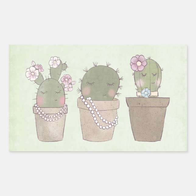 Sticker Rectangulaire Cute Cactus (Devant)