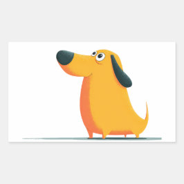 Sticker Rectangulaire Cute Cartoon Dachshund Illustration – Funny Sausag