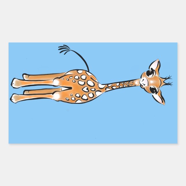 Sticker Rectangulaire Cute Giraffe drawing, safari animals (Devant)