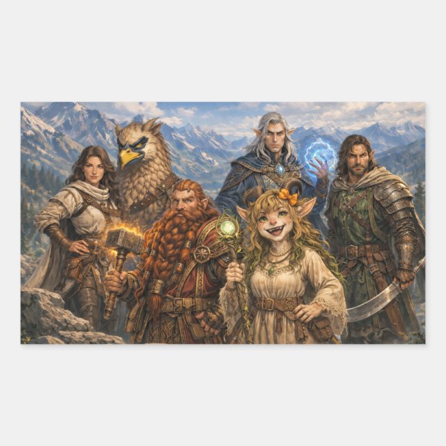 Sticker Rectangulaire D&D de fête (Devant)