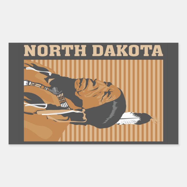 Sticker Rectangulaire Dakota du Nord (Devant)